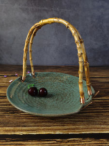 Retro Satchel Hanging Plate Hotel Special Dinner Plate Creative Living Room Fruit Plate Dried Fruit Tray Tea Room Hot Pot Ceramic Plate