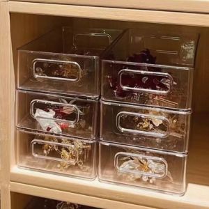 กล่องเก็บเครื่องประดับเจ้าสาว Acrylic สำหรับนักแต่งหน้าสไตล์จีน ชุดผม ชั้นวางของไฮเอนด์ วัสดุโพลีเอสเตอร์