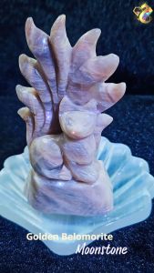Collectors Grade Golden Belomorite Moonstone 9-Tailed Fox Display