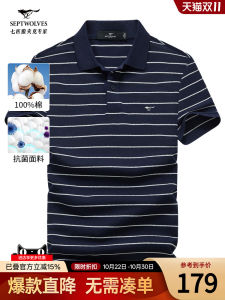 Pure Cotton Polo Shirt Mens Short Sleeve Striped Casual Summer Quick Dry Flip Collar T-Shirt Business Casual Chinese Brand