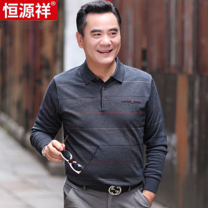 เสื้อยืดคอโปโลถักหลวมแขนยาวสีแดงสำหรับผู้ชาย ทรงหลวม ทรงปกติ ผ้าโพลีเอสเตอร์ ผ้าฝ้ายผสม ลายทาง ฤดูใบไม้ผลิและฤดูใบไม้ร่วง