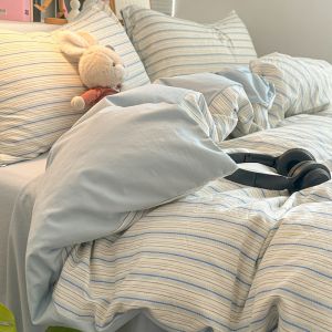 Dansunreve rửa chăn bông Bìa sọc Duvet cover tối giản màu xám/Màu xanh mềm mại thoải mái beddings Comforter Bìa Nhật Bản phong cách cao quailty duy nhất Nữ Hoàng King size