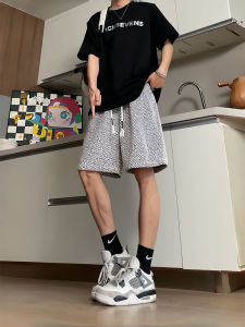 Quần Short Dệt Kim Họa Tiết Ngựa Vằn American Retro Dáng Rộng Mùa Hè Cho Nam Quần Thể Thao Thường Ngày Dài Năm Inch