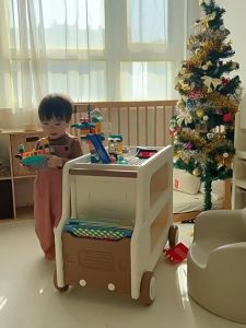 รถเข็นเก็บของเล่น ชั้นวางของเล่น รถเข็นเก็บของเด็ก รถต่อเลโก้ ชั้นวางของเล่น ชั้นวางหนังสือ ชั้นเก็บของ พร้อมตัวต่อเลโก้