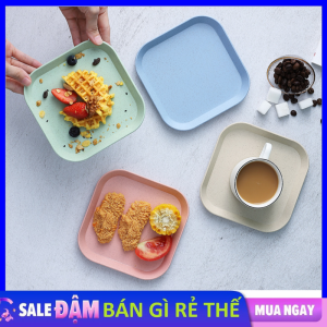 Set 8 Đĩa Nhựa Decor Bàn Ăn Xinh Xắn - Đĩa Lúa Mạch Đựng Thức Ăn Màu Pastel - Khay Đựng Đồ Ăn Vặt Bánh Kẹo - Dĩa Vuông Đựng Hoa Quả Trái Cây Cao Cấp