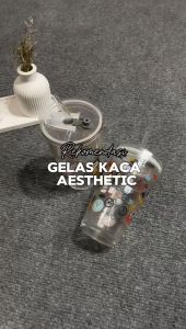 Eatkit Gelas Air Kaca 400ml Cangkir kopi dengan tumbler retro kantor sedotan