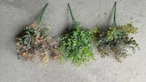 Artificial Plastic Eucalyptus Green Plants Bouquet Wedding Home DIY Christmas Wreath Decoration Accessories Money Leaf 5 Branch