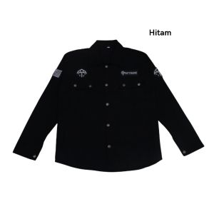 Jaket Kanvas Pria Logo Bordir Trucker Semi Parka Abu abu Mustrad Hijau Hijau Army Marun Biru Navy Cream - S M L XL 2XL 3XL
