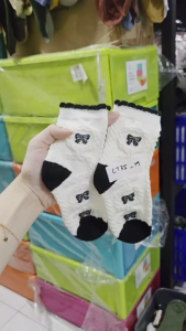 CT35 Kaos kaki Bayi & anak kecil ABG perempuan polos motif polkadot kotak Pita Ribbon Ruffle top cute - Baby girls kids socks cotton 1-12 tahun
