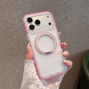360° Rotating Magnetic Ring Bracket Phone Case for iPhone 17 Pro Max Compatible with MagSafe Wireless Charging Transparent Cover