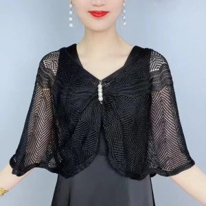 Mùa Hè 2024 Khăn Choàng Cổ Hở Vai Dệt Kim Lụa Băng Mới Mỏng Đa Năng Chống Nắng Bảo Vệ Cổ Thon Gọn Phong Cách Hàn Quốc