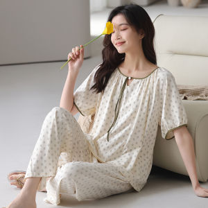 Miiow | Lightweight Breathable Womens Sleepwear Set Catman Laisel Summer Cool Cotton Sweet Home Clothes 2025 New Style Short Sleeve Round Neck