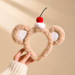 JIUDUOLAN | Cute Bear Ears Cherry Strawberry Plush Headband