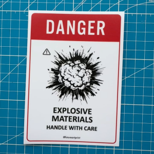 Danger Explosive Materials Handle With Care. Warning. Sign Label Notice Signage. Laminated Waterproof Scratch Resistant. Suitable for Indoor and Outdoor.