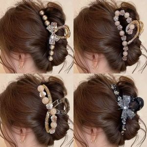 GUOQI | Crystals Bow Large Size Hair Clip For Bun