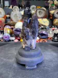 Natural Smokey Yellow Citrine Cluster with translucent golden glow #smokey citrine 💯天然茶黄晶簇 透黄光✨ 创造财富💰增强自信💪 🆓特制实木底座