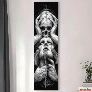Tấm Thảm Treo Tường Gothic Họa Tiết Xương Người Phụ Nữ Đen Trắng Hình Chữ Thập Và Rắn Chất Liệu Polyester Trang Trí Nhà Cửa.