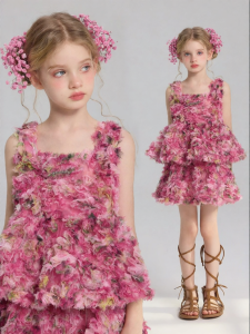 iplant | Heavily Decorated 3D Flower Design Summer Girl Childrens Outfit