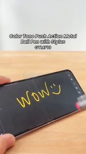 Color Tone Push Action Metal Ball Pen with Stylus