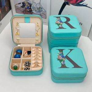 Rings Earrings Zipper Jewelry Box Personalized Letter Leather Travel Jewelry Case Bridesmaid Proposal Jewellery Holder Her Gift