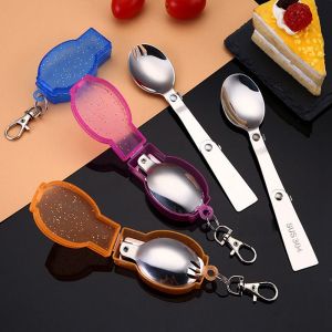 EQUITY Picnic Accessories Utensil Stainless Pocket Spoon Fork Travel Camping Tool Foldable Forks Folding Cookware