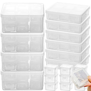 แหวนต่างหูทรงสี่เหลี่ยมขนาดเล็กอเนกประสงค์กล่องใส่ของแบบใสกันฝุ่นการจำแนกประเภทเครื่องประดับอัญมณีกล่องเก็บของตั้งโต๊ะ