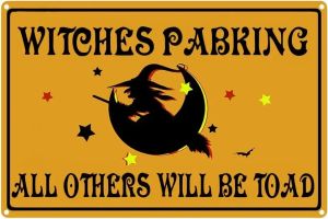Tin Sign Halloween Broom Parking Witches Only Metal Tin Sign Wall Art Home Decor Kitchen Poster Cafe Pub Plaque 8x12 Inch
