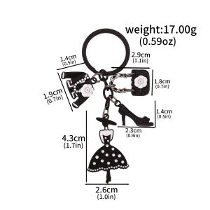 Fashion Lady Womens Bag Lipstick Keychain Alloy Enamel Korea Mini Cosmetic Crown Black Evening Dress Keyring Backpack Gift