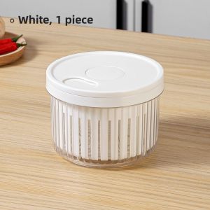 Food Grade Kitchen Fridge Drainage Storage Sealed round Shape Garlic Onion Herb ness Preserving Box Container Bin