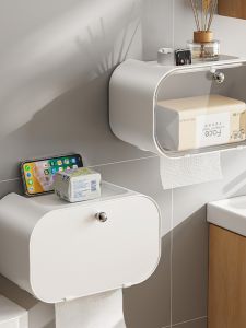 Bathroom Toilet Paper Holder Wall Mounted No Drilling Waterproof Washroom Hand Towel Rack Nordic Style Storage Organizer