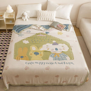Summer Bamboo Fiber Office Nap Blanket Children Cold Sensation Towel Cover Cartoon Design Cool Feeling Reusable Bedding