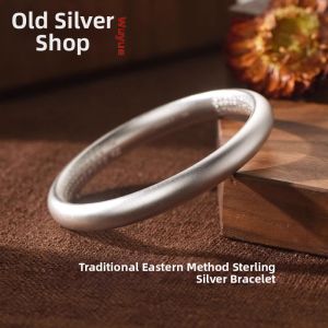 WU YUE JEWELRY | Ancient Technique Heart Sutra 9999 Pure Silver Bracelet