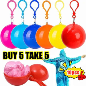 【BUY 5 TAKE 5】10pcs Portable Emergency Disposable Keyring Poncho Raincoat Ball Raincoat Ball for Adults Disposable Raincoat Ball Mini Storage Ball Portable Outdoor Activities Emergency Raincoat Travel Colorful Rain coat