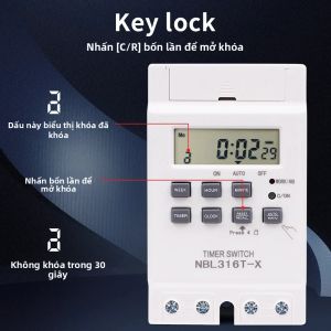 Công Tắc Hẹn Giờ Kỹ Thuật Số Có Thể Lập Trình 7 Ngày Hàng Tuần Rơle Gián Đoạn 1 Giây Tải Trọng Cao 220V 25/30A Bộ Nhớ Mất Điện Công Tắc Thời Gian Tự Động
