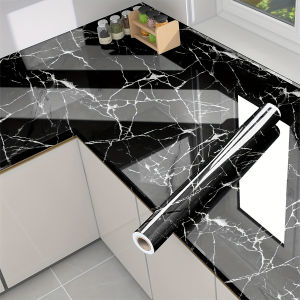 40cm Marble Aluminum Foil Wallpaper High Temperature Resistance Kitchen Stickers Self Adhesive Wallpaper PVC Bathroom Wall Sti