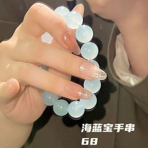 สร้อยข้อมือลูกปัดหยกสีขาวน้ำแข็ง สร้อยข้อมือลูกปัดสีชมพูอ่อนสำหรับนักเรียน สร้อยข้อมือลูกปัดทรงกลมสำหรับคู่รัก