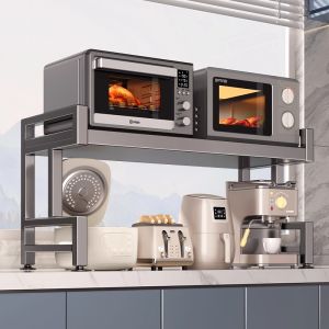 Multifunctional Microwave Oven Rack Kitchen Countertop Rice Cooker Integrated Extended Stand Home Oven Storage Rectangular Luxury Style Carbon Steel