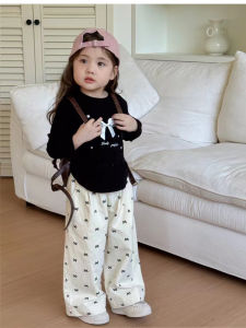 Bộ Đồ Hai Mảnh in Nơ Bướm Thời Trang Thu Đông Cho Bé Gái Quần Áo Trẻ Em Phong Cách Hàn Quốc Thường Ngày Không Có Mũ