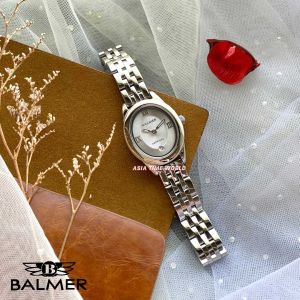 [Original] 8220L SS-1 Balmer Elegance Sapphire Oval Womens Watch with Silver Dial and Silver Stainless Steel Bracelet | Official Warranty