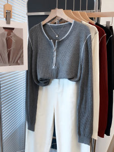 JIANDIYA | Zip Round Neck Sweater Autumn Winter New Loose Top