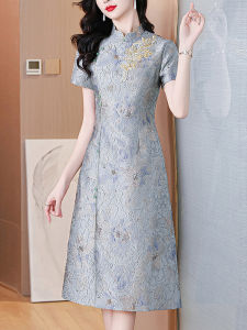 ชุดกี่เพ้าจีนย้อนยุคสำหรับผู้หญิง ชุดราตรีหรูหรา ฤดูร้อน 2025 ชุดกี่เพ้าจีนย้อนยุคใหม่ สไตล์ชาติ ชุดทำงาน เดรสยาวปานกลาง