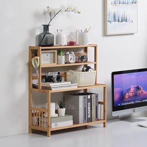 Bamboo Desktop Rack Bookshelf Storage Rack Desktop Storage Shelf Organizer Bookshelf Tabletop Storage Rack Rak Bamboo Serbaguna Simple Bookshelf 桌面置物架