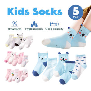5Pairs/Set Kids Cotton Baby Socks 0-6 Yrs Cute Soft Infant Kids Socks for Boys Girls Socks Stockings Cotton Knee Socks