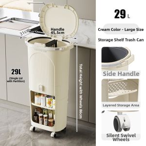 MMZECE | Stylish Wet and Dry Separation Trash Bin with Lid High Standing
