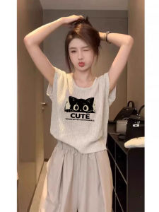 Breathable Silk Knitted Short Sleeve Tee Loose Thin