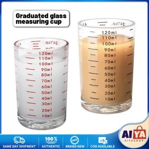 120ml Glass Espresso Measuring Cup Double/Single Mouth Milk Jug Coffee Supplies Clear Scale Kitchen Measure Mug