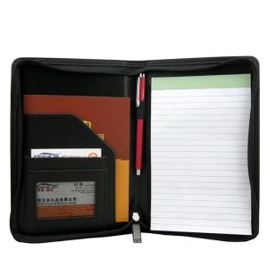 A5 PU Leather Portable Business Document Wallet Padfolio Folder Document Case Organizer with Business Card Holder Memo Notepad