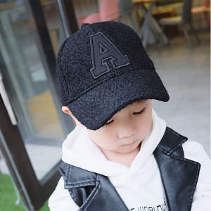 Childrens Hat Mens Trendy Boys Baby Wool Peaked Cap Woolen Baseball Cap Korean Autumn and Winter New Parent-Child Hat