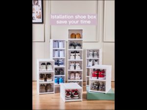 I-FASHION Folding shoe box magnetic suction non installation integrated shoe cabinet transparent 1/3/6 layer shoe storage box simple dustproof and thickened storage box
