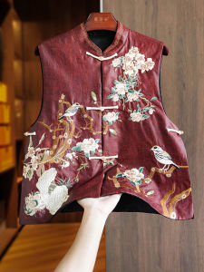 Elegant New Chinese Style Silk Embroidered Womens Vest Autumn Fashionable Traditional National Style  Silk Top